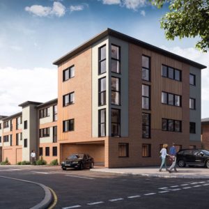 Photo real CGI visualisation of proposed 22 new build flats, waterfront, Gorleston, Norfolk.