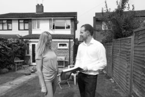 Picture of Lee Marsh with client prior to start on site at Amhirst Close, Norwich