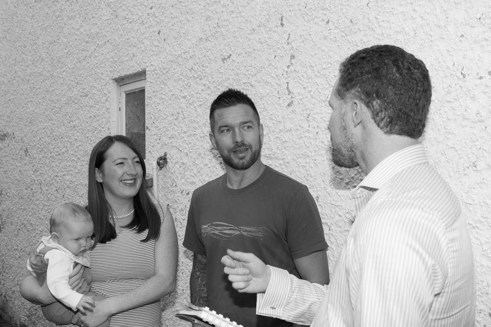 Picture of Lee Marsh with clients prior to start on site, Tusting Close