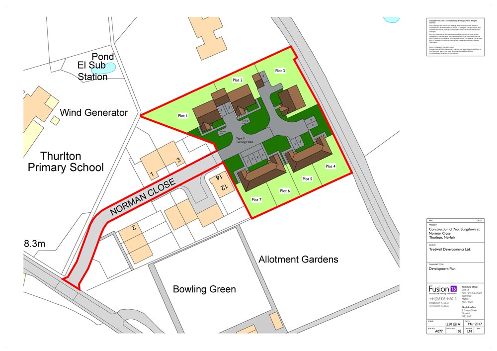 Development plan for new build development of 7 bungalows, Norfolk