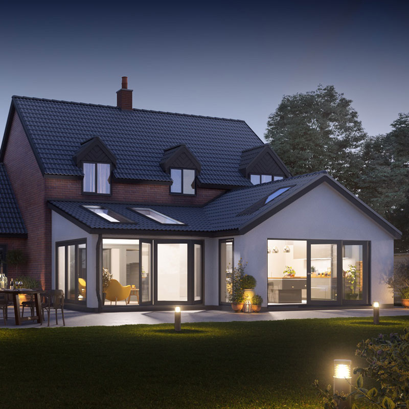 Photo real CGI visualisation of large rear extension project, architectural and planning services, Malton.